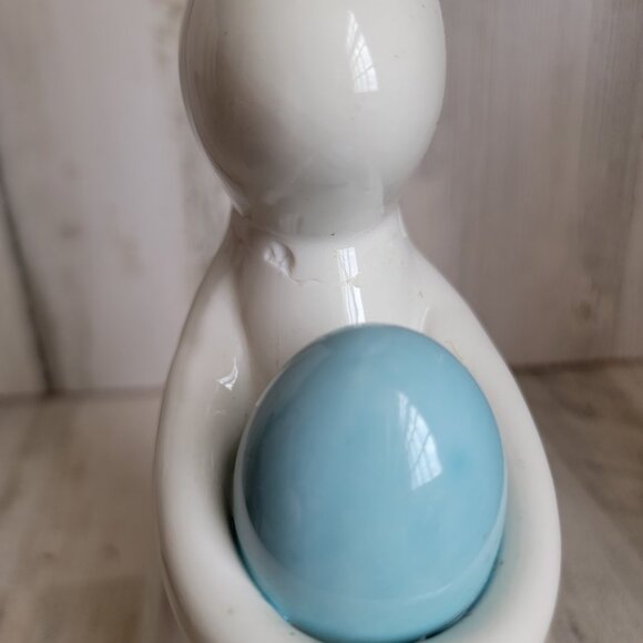 Ceramic white Easter Bunny‎ Blue Spring egg home decor - Picture 3 of 6